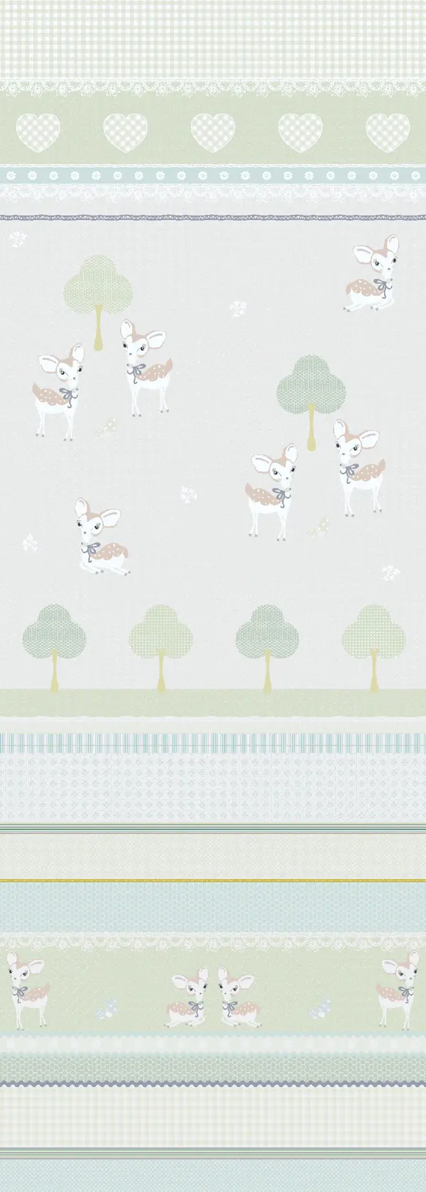 Dessin Dear heart mint plat, zachtgroene randen met paddenstoelen en konijntjes